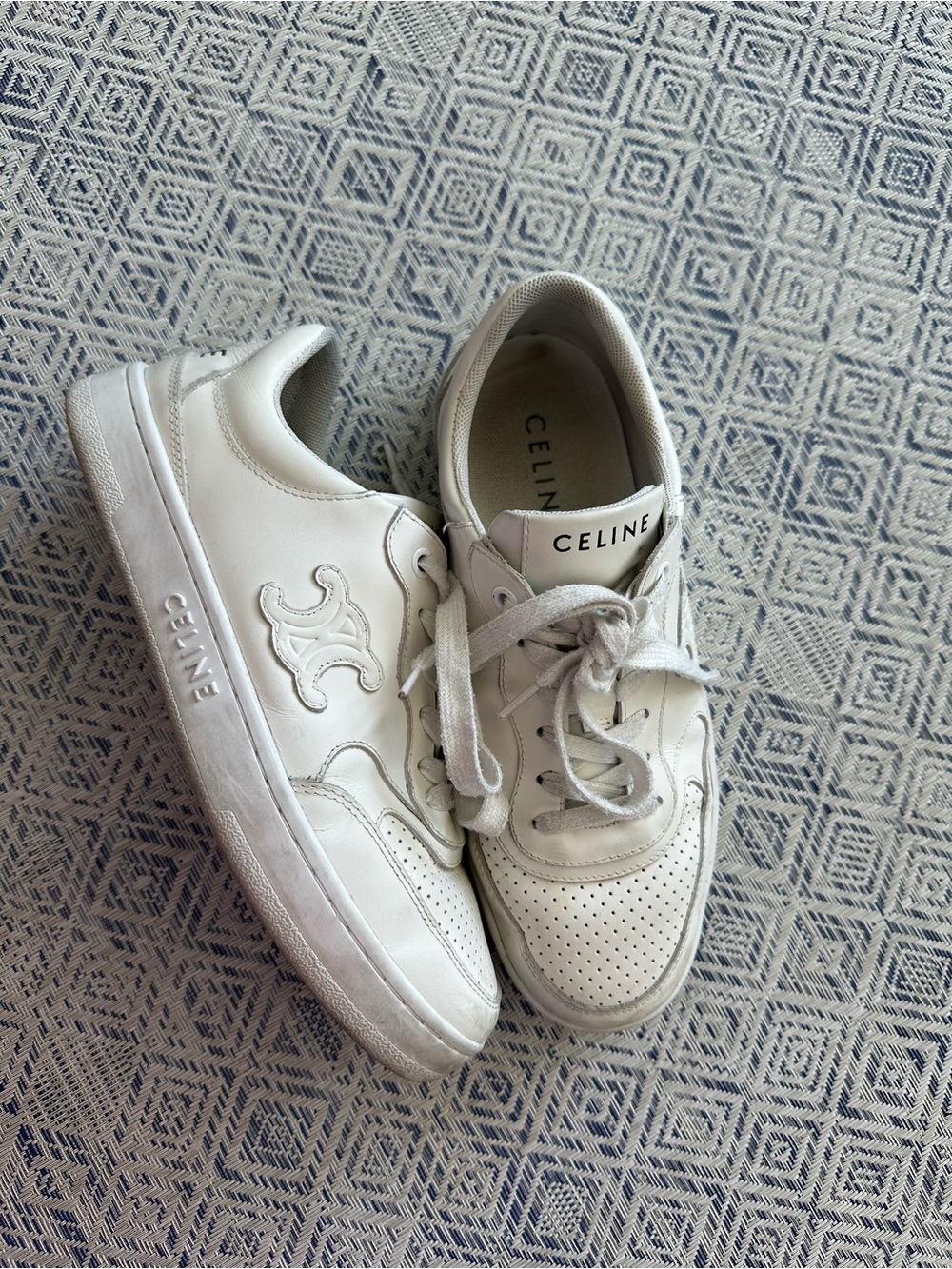 CELINE women’s White Leather Sneakers - read description